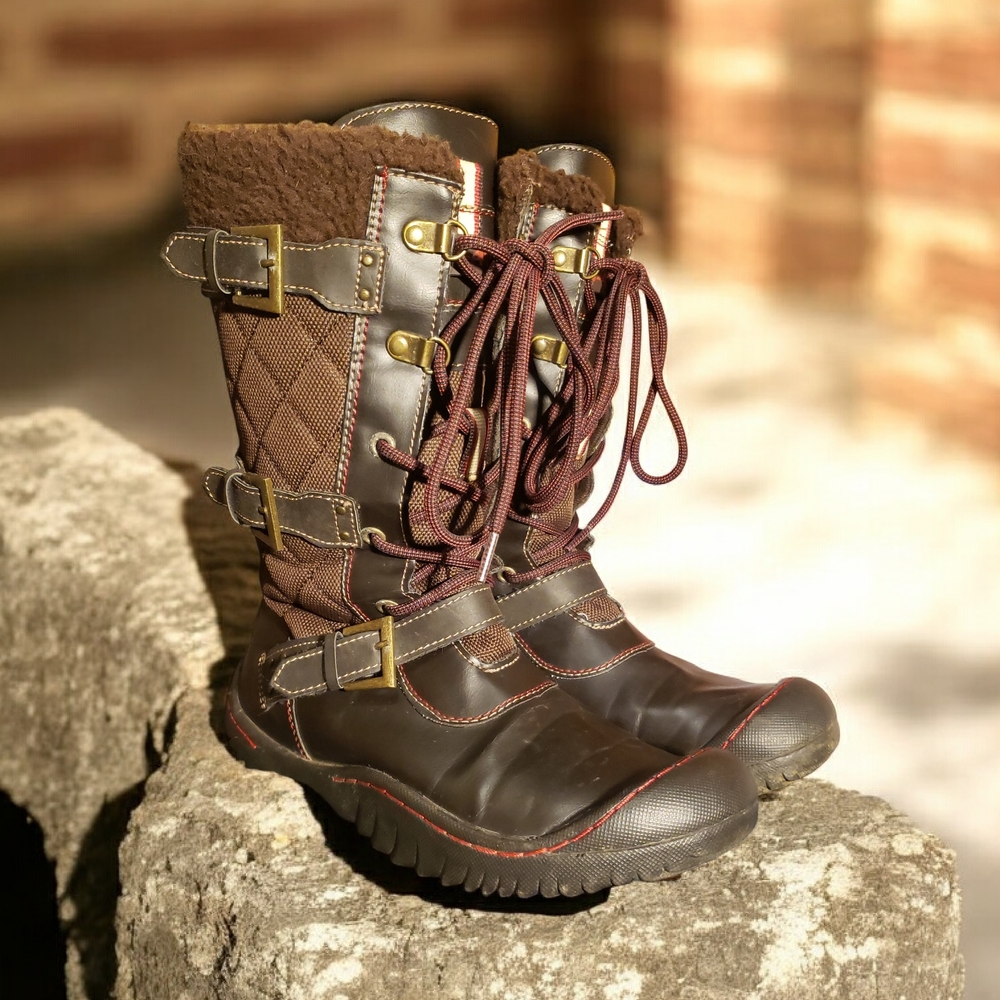 Jeep J-41 Mountaineering Vegan Brown Quilted Hiking Boots Size 7.5 Women's